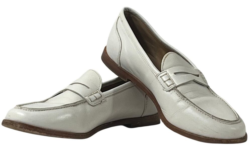 J Crew White Leather Penny Loafer Slip On Shoes Womens 6